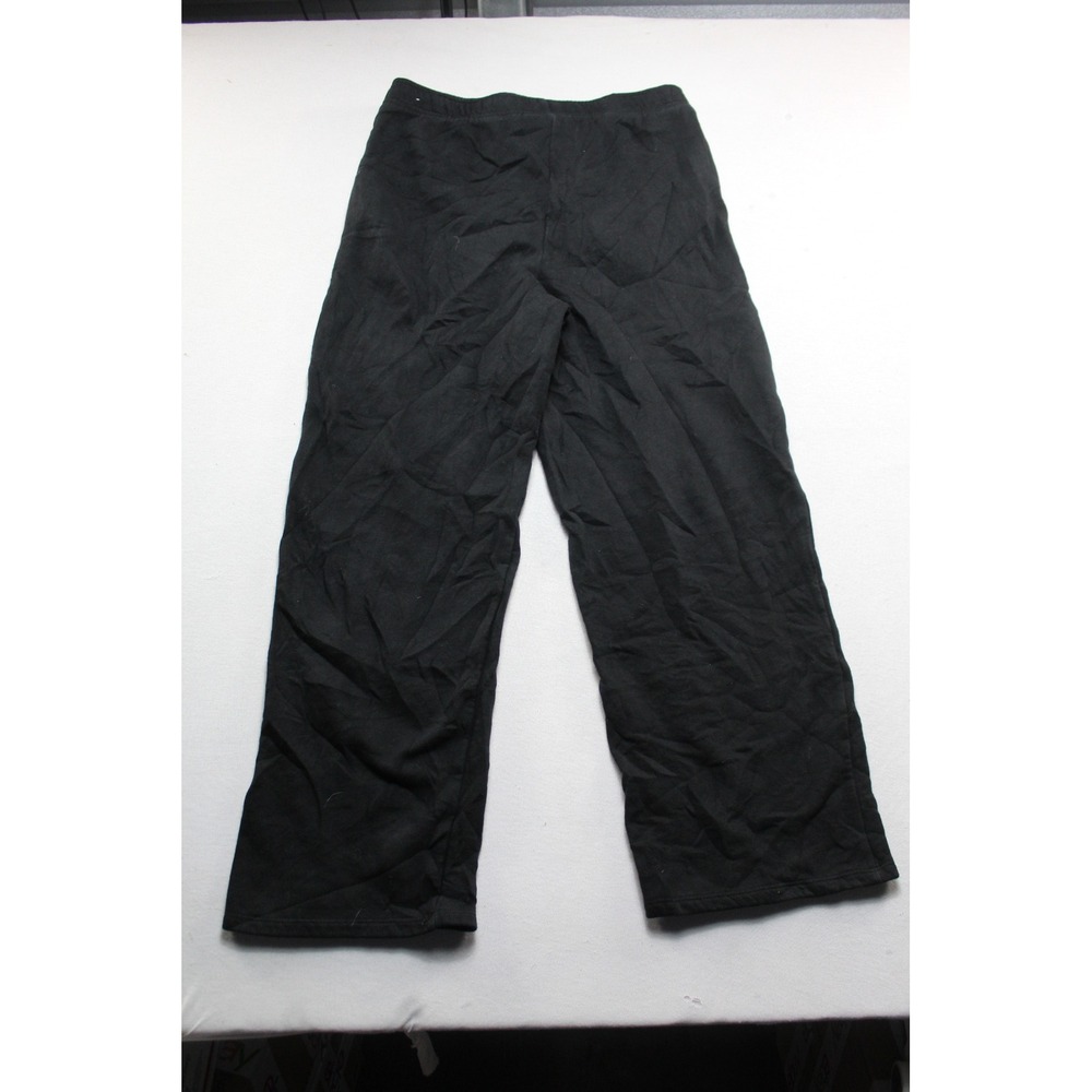 Reebok Sweatpants Mens Medium Black Excellent Wide Leg Fleece Drawstring Pockets